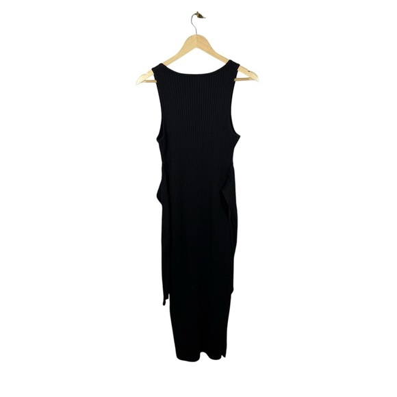 Good American Women’s Rib Knit Tie Waist Side Slit Midi Dress Black Size M (2) - Picture 13 of 16